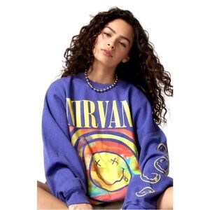 Nirvana urban outfitters purple oversized crew neck